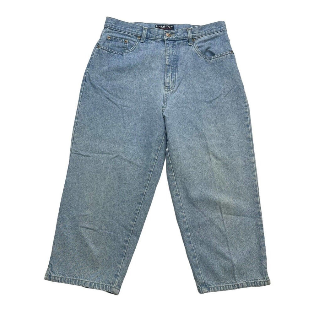 Halston Jeanswear Jeans Womens 14 Capri Cropped High Rise Blue Denim 21” Inseam